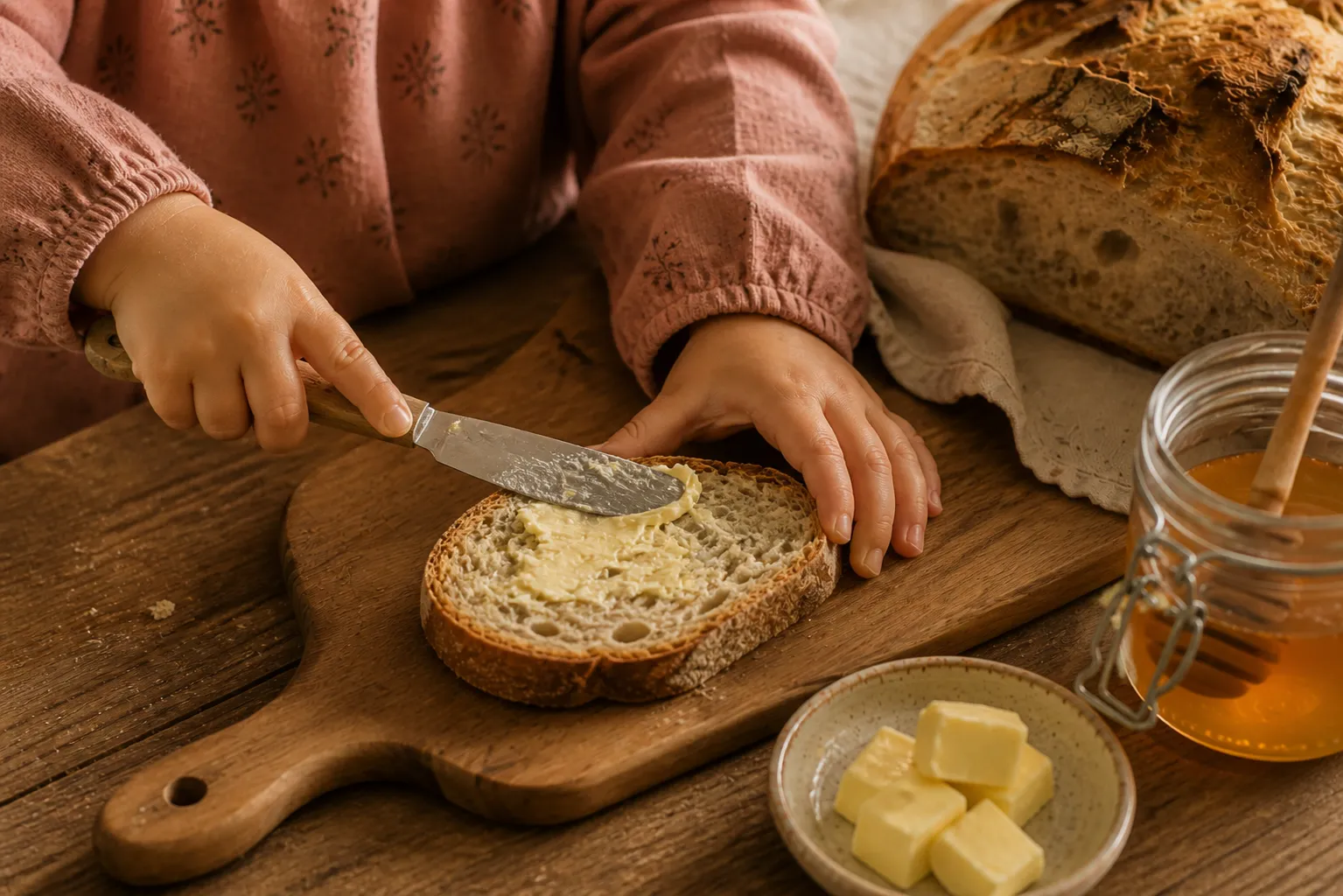 Frisch gebackenes Brot in warmer, natürlicher Atmosphäre